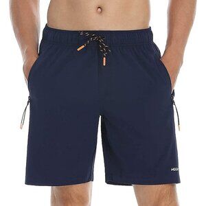 NWT HODOSPORTS Mens No‎ Liner Swim Trunks Quick-Dry with Zipper Pockets Size Med